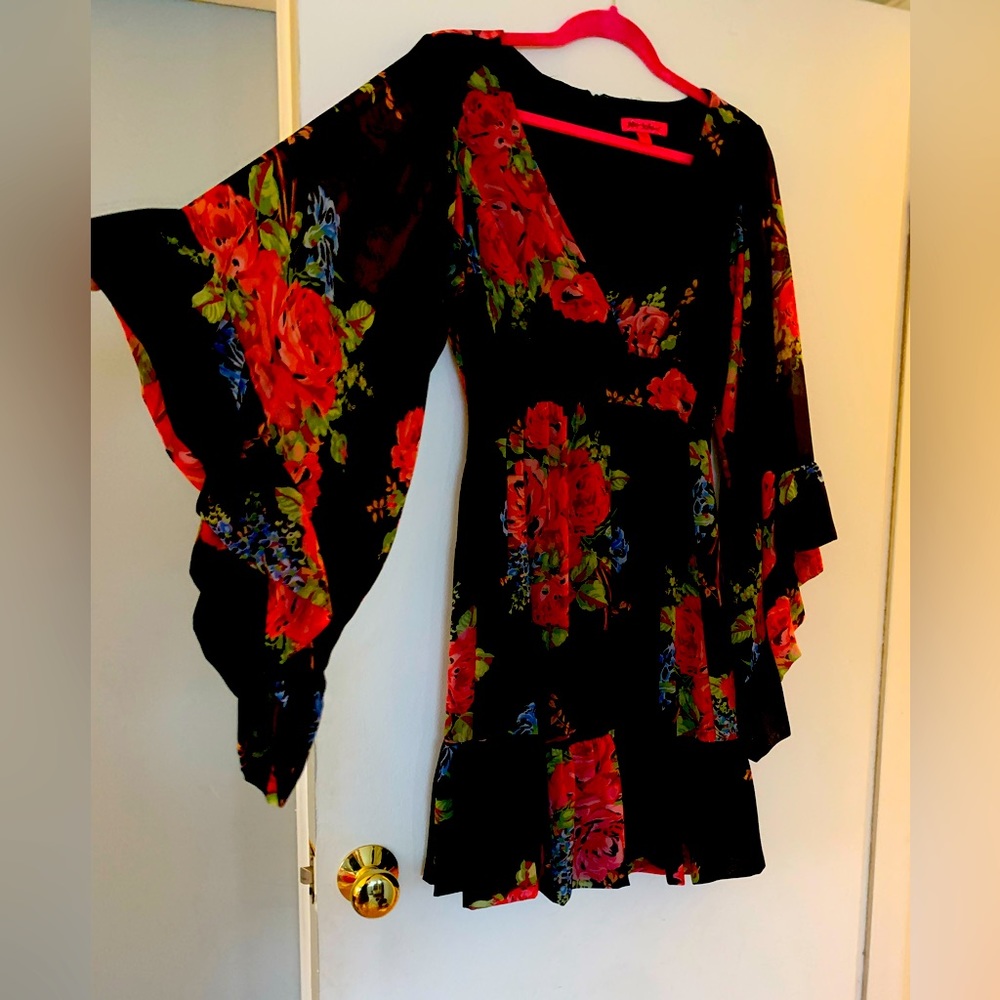 Betsey Johnson bell-sleeved floral dress